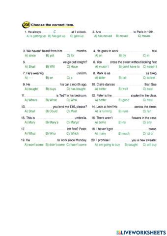 Grammar revision 1 Pre-intermediate