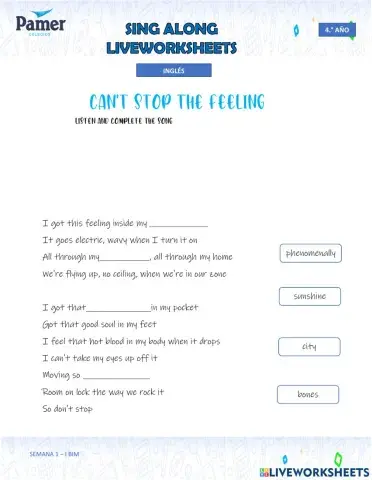 SAL-SEM1-4.° año-ING-I BIM - Can't stop the feeling