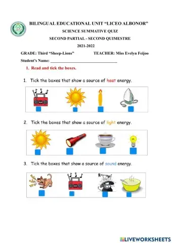 Science Summative Quiz - 2P2Q