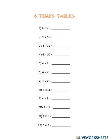 4 times tables