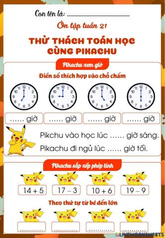Phiếu ôn tập toán tuần 21
