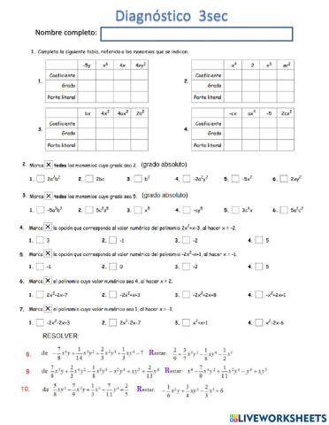 Expresiones algebraicas