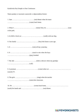 Past Simple vs Past Continuous