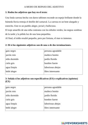 El adjetivo (repaso)