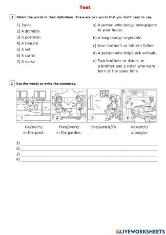 Test (Time for home ) 5 клас Карпюк