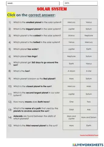 Solar system true or false