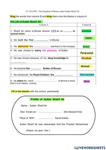 Yr5 Ex Wk7 The kingdom of Brunei under Sultan Sharif Ali