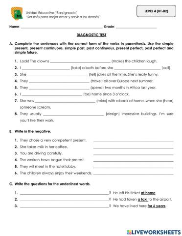 Diagnostic test level 4