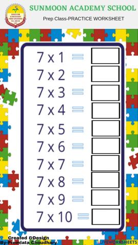 7 Times table fill & blanks