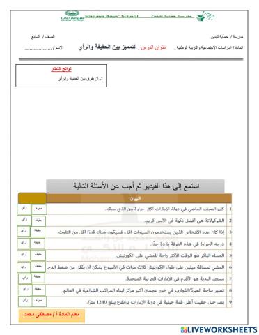 الفرق بين الرأي والحقيقة