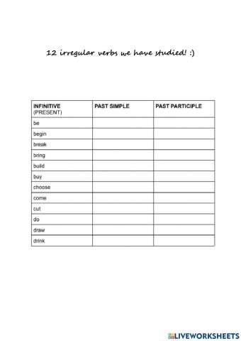 12 irregular verbs