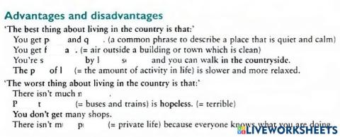 Advantages and disadvantages of living in the countryside