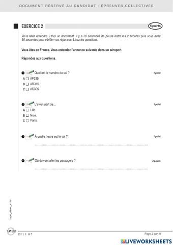 DELF A1 EX-2 Listening