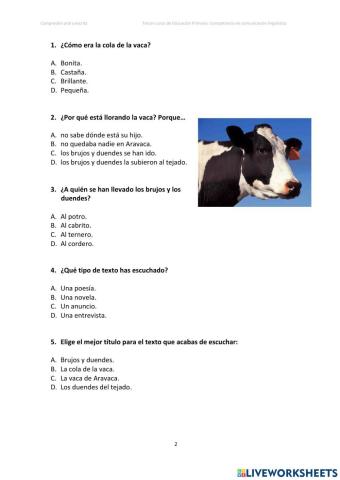 Comprensión oral: La vaca de Aravaca