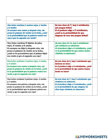 Ejercicios de probabilidad