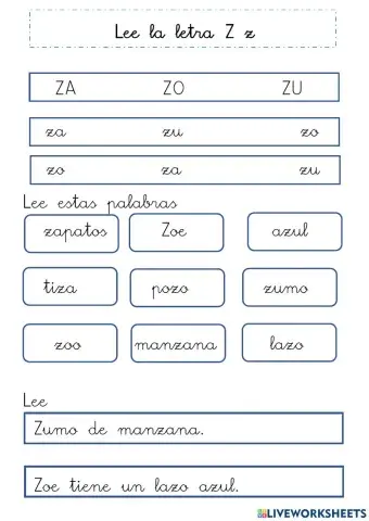 Lectura letra z