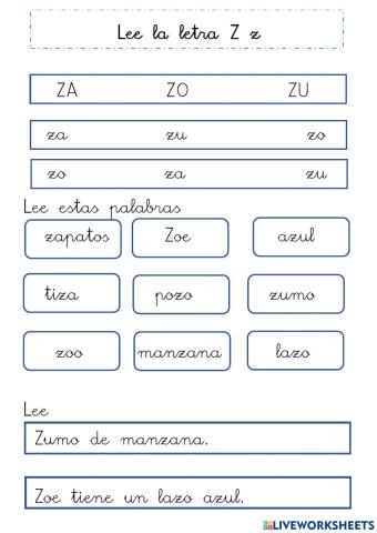 Lectura letra z