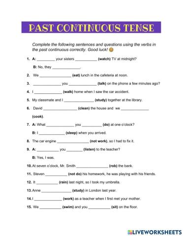 Past Continuous Tense