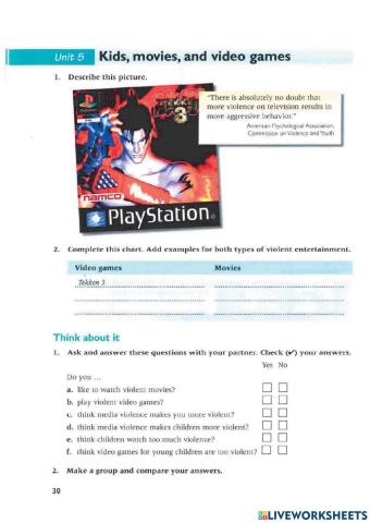 Kids, Movies, and Video Games - Reading skills