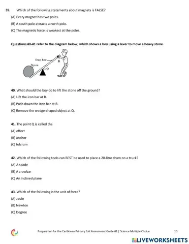 CPEA Science Multiple Choice Cont'd