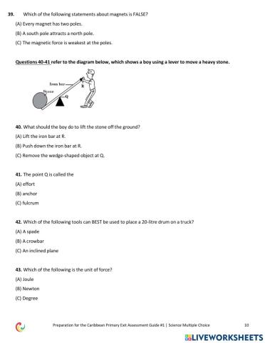 CPEA Science Multiple Choice Cont'd