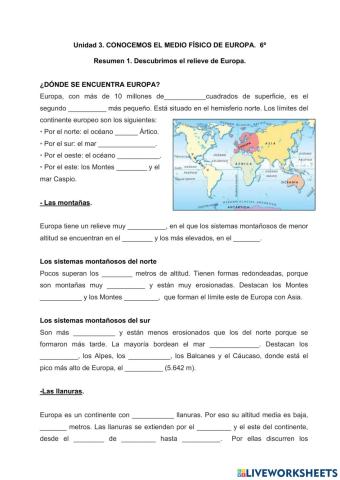 Descubrimos el relieve de Europa