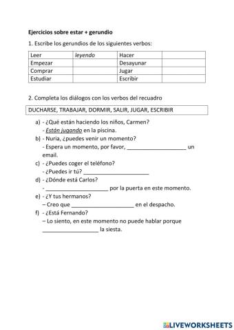 Estar + gerundio