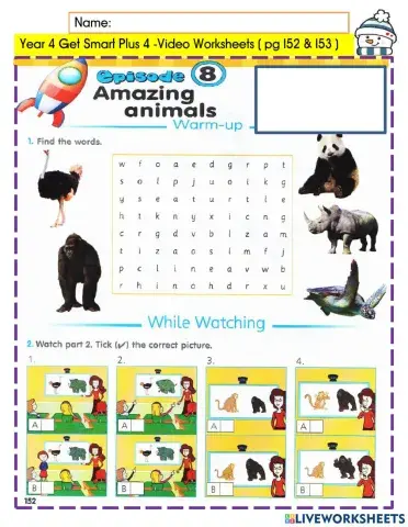 Get smart plus 4 - Video worksheet 8- Episode - pg152