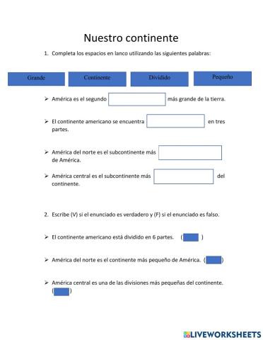 División del continente américano