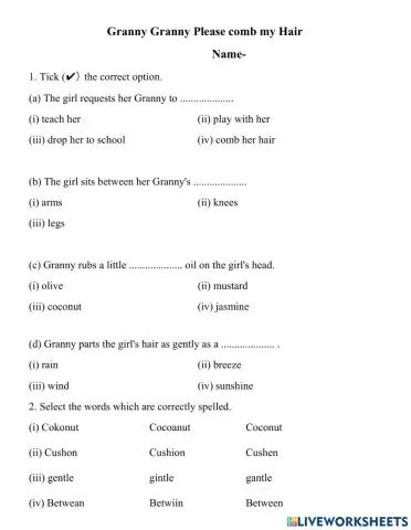 Class 2 English Granny Granny-Poem