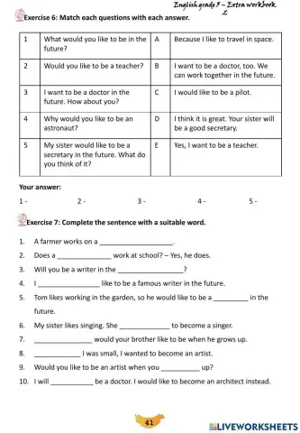 Unit 15 What would you like to be in the future