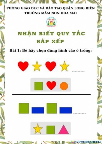 Nhận biết quy tắc sắp xếp