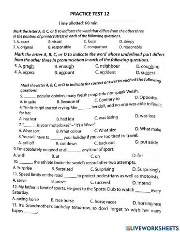 Practice test 12