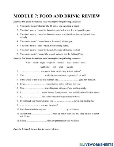 Module 7: Food and Drink: Review