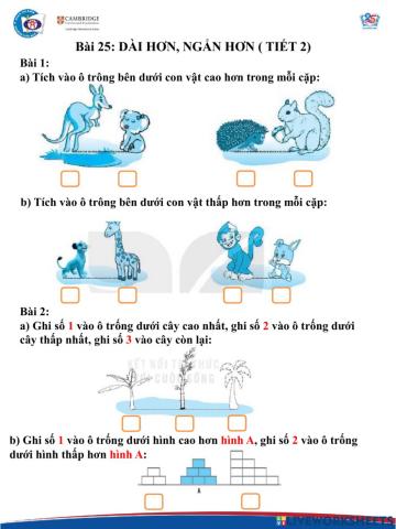 Bài 25 dài hơn, ngắn hơn tiết 2