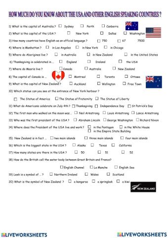 Unit 8: English speaking countries