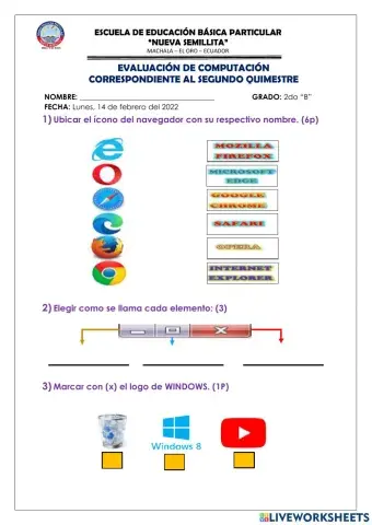 Evaluación quimestral de computación