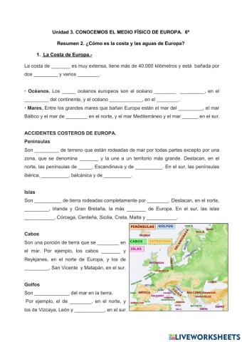 ¿Cómo es la costa y las aguas de Europa?
