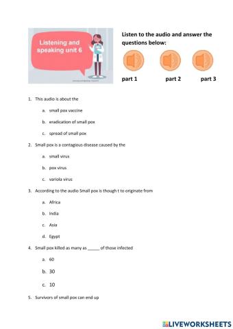 Listening and speaking unit 6