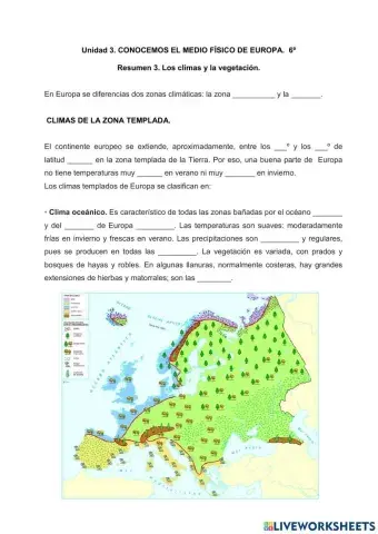 El clima y la vegetación de Europa