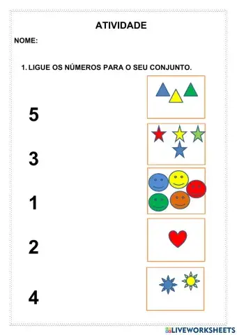 Os números de 1 a 5