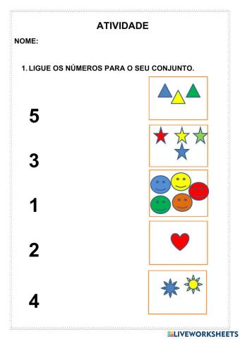 Os números de 1 a 5