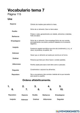 Vocabulario tema 7