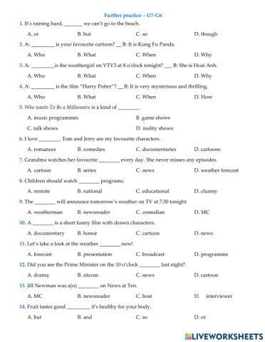 Question words- Conjunctions