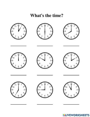 Telling Time - Hour Intervals (1)