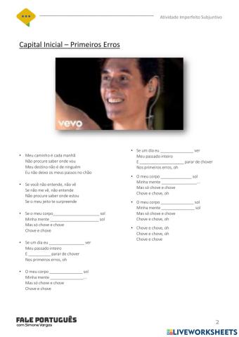 Música Primeiros Erros - Subjuntivo