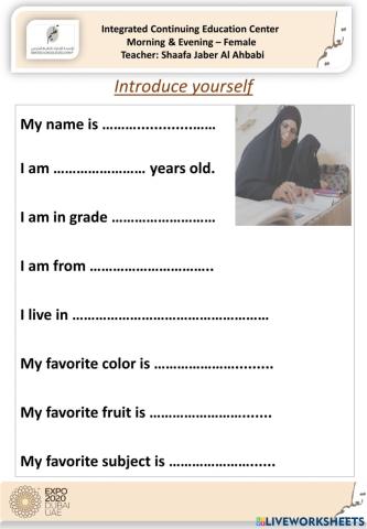 Introduce yourself- writing