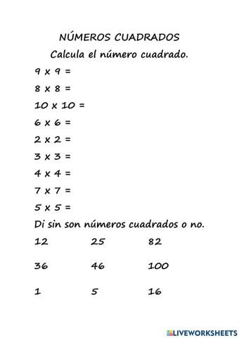 Números cuadrados
