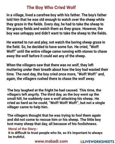 Day-7-english story-theboy who cried wolf