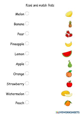 Read and match fruit